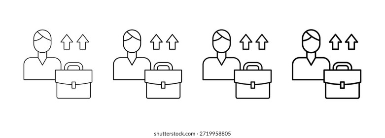Career Growth Icons Vector Set In Different Stroke Line Style
