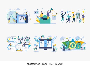 Career Growth, Job Promotion, Staffing In The Company. Summary. Colorful Vector Illustration.