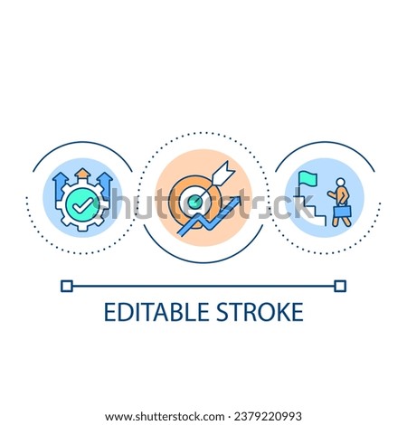 Career growth loop concept icon. Professional development. Target goals. Achievement at work abstract idea thin line illustration. Isolated outline drawing. Editable stroke. Arial font used