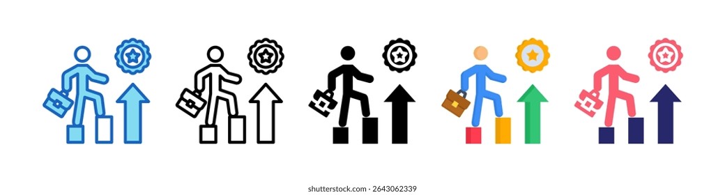 Career Growth Multiple Style Icon Set Collection.