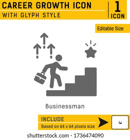 Career growth premium vector icon with glyph style isolated on white background from business collection. Vector illustration concept design template for business, businessman, company and website