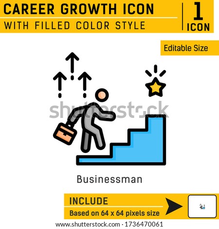 Career growth premium vector icon with filled color style isolated on white background from business collection. Vector illustration concept design template for business, businessman, company and logo