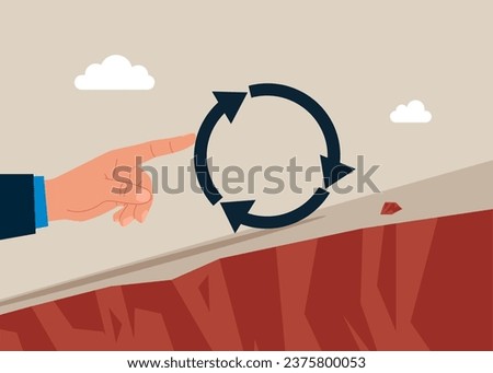 Career growth. Pushing consistency circle symbol up hill with full effort. Business strategy to repeatedly deliver work done.