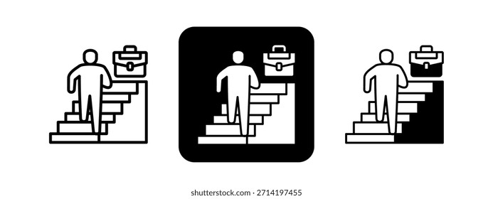 Crescimento de carreira Cor sólida e linha preta desenho vetor ilustração conjunto