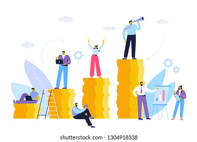 Career growth to success. Business people. Vector illustration.