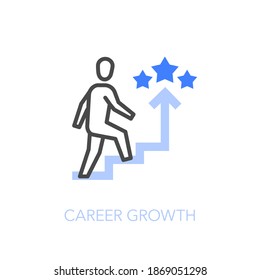 Career growth symbol with a person walking up the stairs. Easy to use for your website or presentation.