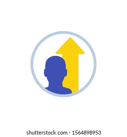 career growth vector icon on white