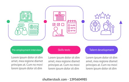 Career growth vector infographic template. Business presentation design elements. Data visualization with 3 steps and options. Process timeline chart. Workflow layout with linear icons