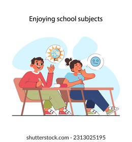 Career guidance for children. School subjects helping their kid to define a future profession. Children education path for potential career. Flat vector illustration