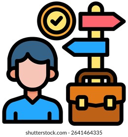 Career Guidance Icon Lineal Color Vector Illustration