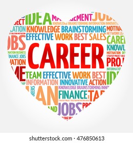 Career heart word cloud collage, business concept background