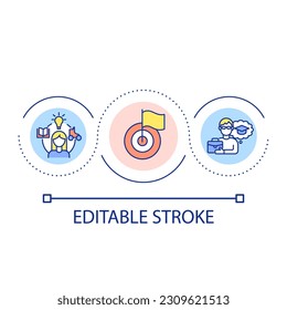 Career and hobbies loop concept icon. Life and work balance. Set personal development goals abstract idea thin line illustration. Isolated outline drawing. Editable stroke. Arial font used