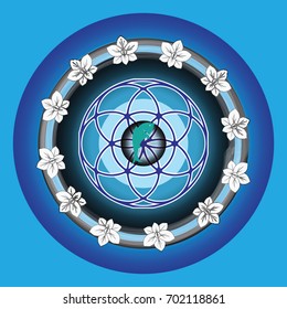 Career and human relations mandala - blue color