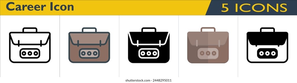 Career icon with 5 styles (outline, color lineal, solid, color and mixed)