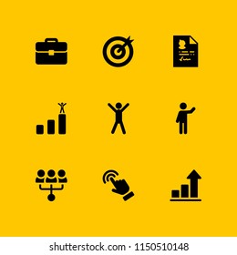 career icon. 9 career set with portfolio, businessman success, goal and human vector icons for web and mobile app