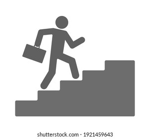 Career Icon With Businessman Climbing Upstairs