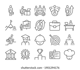 Career icon. Career development line icons set. Vector illustration. Editable stroke.