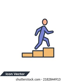 ilustración vectorial del logotipo del icono de carrera. personas escalando la plantilla de símbolos de arriba para colección de diseño gráfico y web