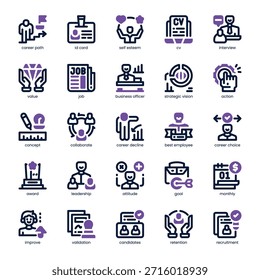 Paquete de iconos de carrera para su Sitio web, móvil, presentación y diseño de logotipo. Diseño de doble tono Career Icon. Ilustración gráfica de Vector y trazo editable.
