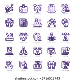 Career Icon pack for your website, mobile, presentation, and logo design. Career Icon line basic color design. Vector graphics illustration and editable stroke.