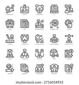Career Icon pack for your website, mobile, presentation, and logo design. Career Icon outline design. Vector graphics illustration and editable stroke.