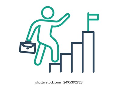 Career icon. people climbing stairs. icon related to develop. line icon style. business elements vector illustration