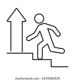 career icon set in black outlined style. man climbs up the career ladder Stairs icon vector suitable for UI designs