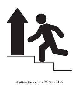 career icon set in black style. man climbs up the career ladder Stairs icon vector suitable for UI designs