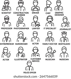 Career Icon Set Logo – Diverse Profession Symbols for Jobs, Workforce, and Occupation Illustration Design