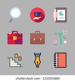 career icon set. vector set about writer, briefcase, stairs and scholarship icons set.