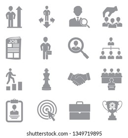 Career Icons. Gray Flat Design. Vector Illustration. 