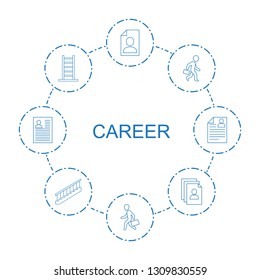 career icons. Trendy 8 career icons. Contain icons such as resume, man with case, ladder, stairs. career icon for web and mobile.