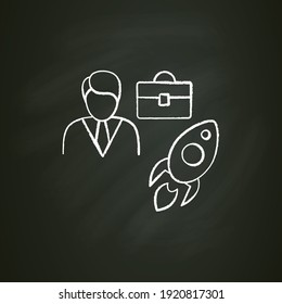 Career improvement chalk icon. Personal growth concept. Self improvement and self realization. Career growth. Way to success. Business skills development. Isolated vector illustration on chalkboard