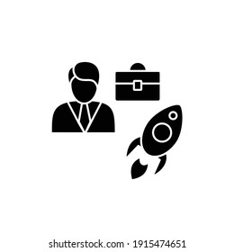 Career improvement glyph icon. Personal growth concept. Self improvement and self realization. Career growth. Way to success. Filled flat sign. Isolated silhouette vector illustration