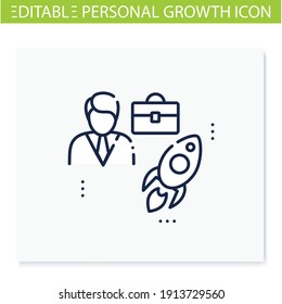 Career improvement line icon. Personal growth concept. Self improvement and self realization. Career growth. Way to success. Business skills development. Isolated vector illustration. Editable stroke 