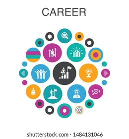 Career Infographic circle concept. Smart UI elements company, leadership, hiring, job search  