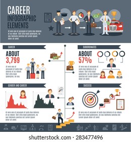 Career infographics set with employment and promotion elements and charts vector illustration