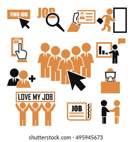 career, job icon set