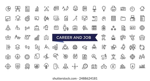Career And Job Line Icons set with editable stroke collection for web and ui. Line icons pack. Vector illustration.