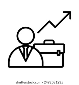 Icono de trabajo y trabajo marca de logotipo lineal en blanco y negro
