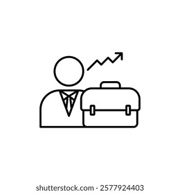 Career, job and work icon linear logo mark set collection in black and white for web