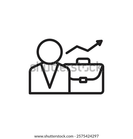 Career, job and work icon outline collection or set in black and white