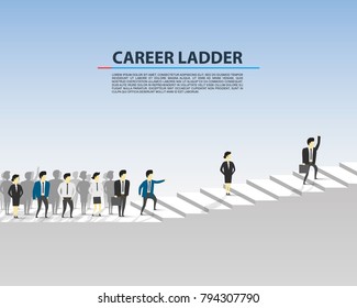 Career ladder business people on the white background. Vector illustration