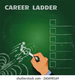 career ladder chalk on a blackboard business concept EPS10