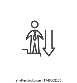Icono de línea de línea inferior de la escalera de carrera. signo de estilo lineal para concepto móvil y diseño web. Icono de vector de contorno de fallo empresarial. Símbolo, ilustración del logotipo. Gráficos vectoriales