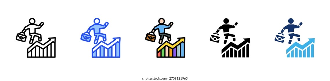 Career Ladder Icon Collection With Multiple Styles