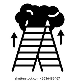 career Ladder icon Flat outline fill black and white