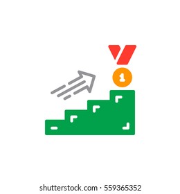 Career ladder icon vector, filled flat sign, solid colorful pictogram isolated on white. Achieving goals symbol, logo illustration