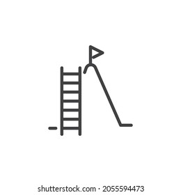 Career ladder line icon. linear style sign for mobile concept and web design. Ladder and flag outline vector icon. Symbol, logo illustration. Vector graphics