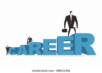 Career ladder. occupation motivation. Achieve improve on job. Businessman goes to spell. Winner in work. successful promotion in official, social, scientific and other activities